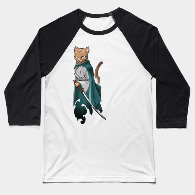 Samurai cat Baseball T-Shirt by Vika_lampa_13